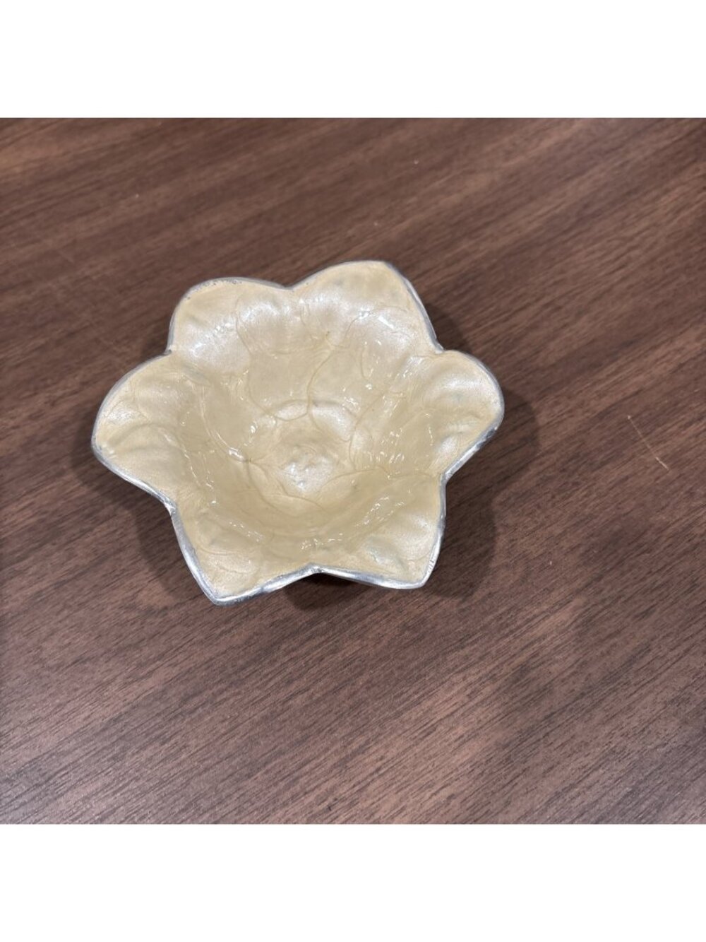 Julia Knight Lily 5” Bowl Ivory/Cream Aluminum Serving Dish Mother of Pearl